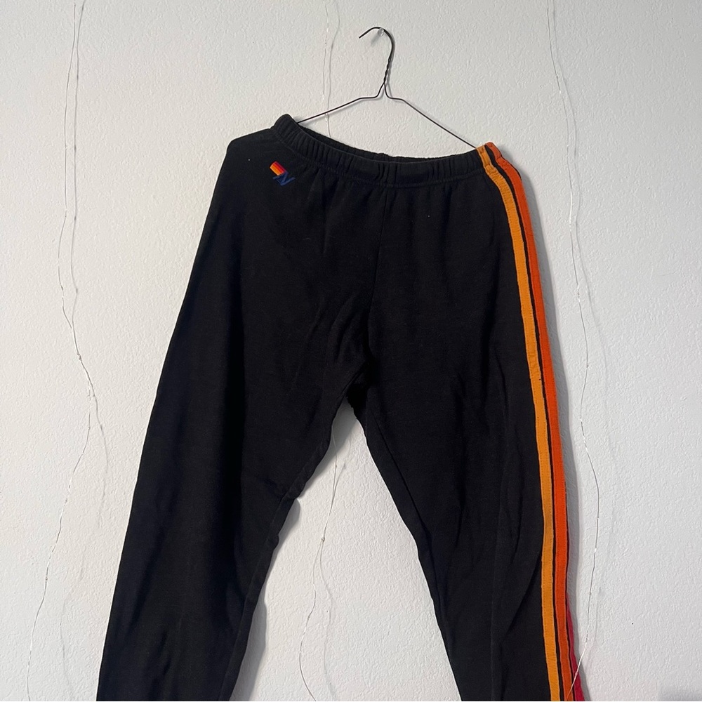 Aviator Nation 5 stripe sweatpants in charcoal size M
